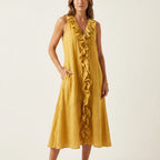Ivy - Women's Ruffle Front Midi Dress