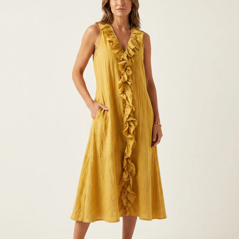 Ivy - Women's Ruffle Front Midi Dress