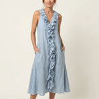 Ivy - Women's Ruffle Front Midi Dress
