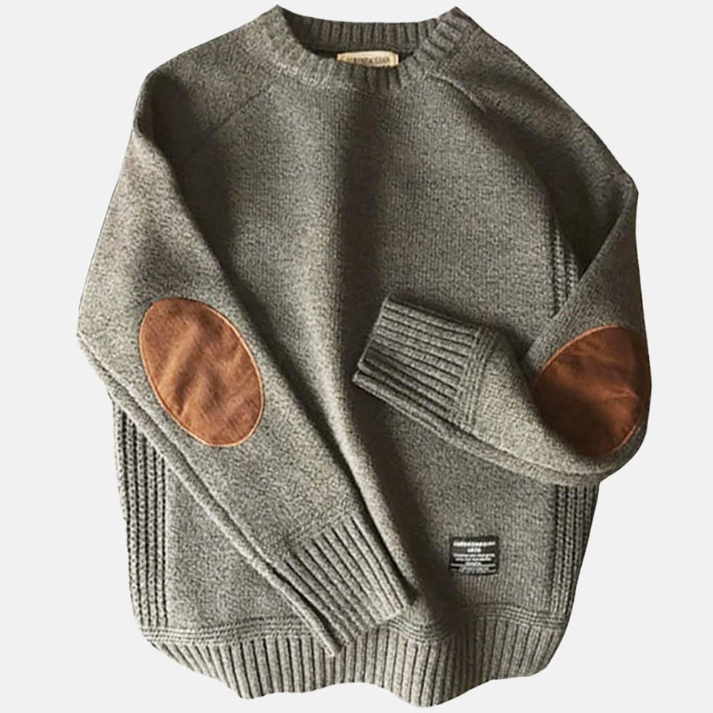 Jake - Men's Elbow Patch Crewneck Knit Sweater