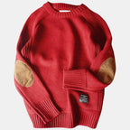 Jake - Men's Elbow Patch Crewneck Knit Sweater