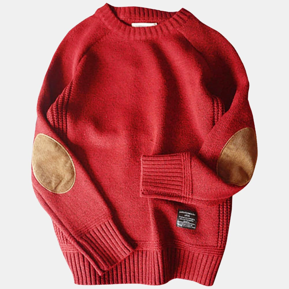 Jake - Men's Elbow Patch Crewneck Knit Sweater
