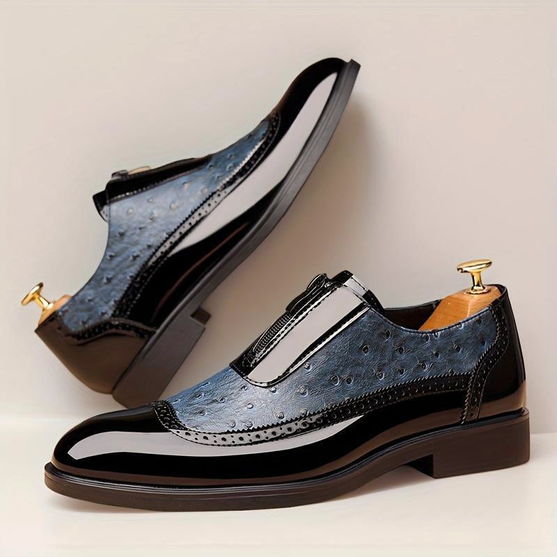 Jason - Men's Zip-Front Patent and Pebbled Loafers