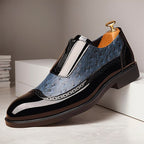 Jason - Men's Zip-Front Patent and Pebbled Loafers