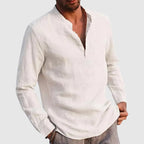 Jason - Men's Linen Long Sleeve Henley Shirt