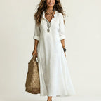 Jennifer - Women's Embroidered Linen Maxi Dress