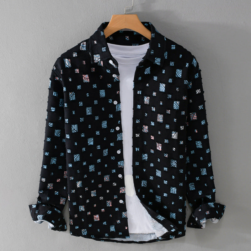 Jerry - Men's Abstract Square Pattern Long Sleeve Shirt