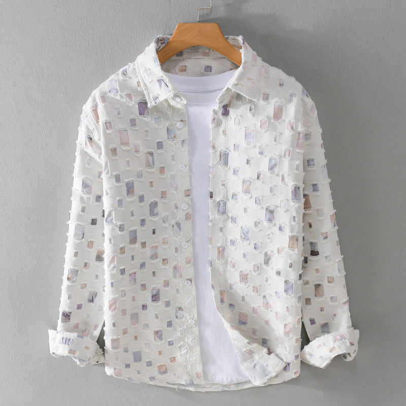Jerry - Men's Abstract Square Pattern Long Sleeve Shirt