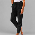 Jessica - Women's Drawstring Straight Leg Linen Pants