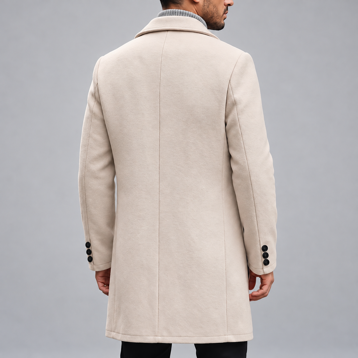 Jimmuel - Men's Notched Lapel Button-Front Overcoat