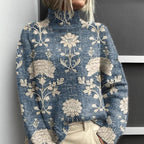 Joanna - Women's Elegant Floral Print Turtleneck