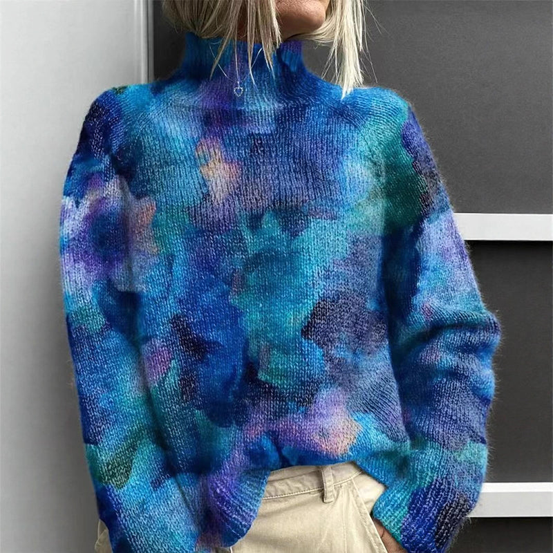 Joanna - Women's Elegant Floral Print Turtleneck