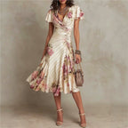 Jocelyn - Women's Floral Ruched Midi Dress