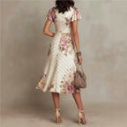 Jocelyn - Women's Floral Ruched Midi Dress