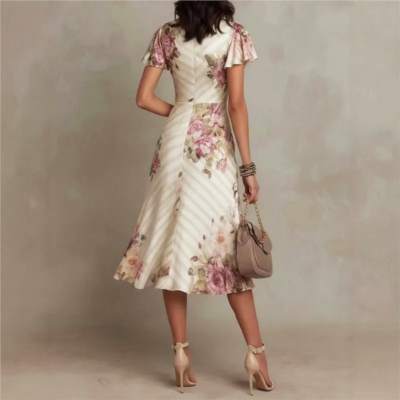 Jocelyn - Women's Floral Ruched Midi Dress