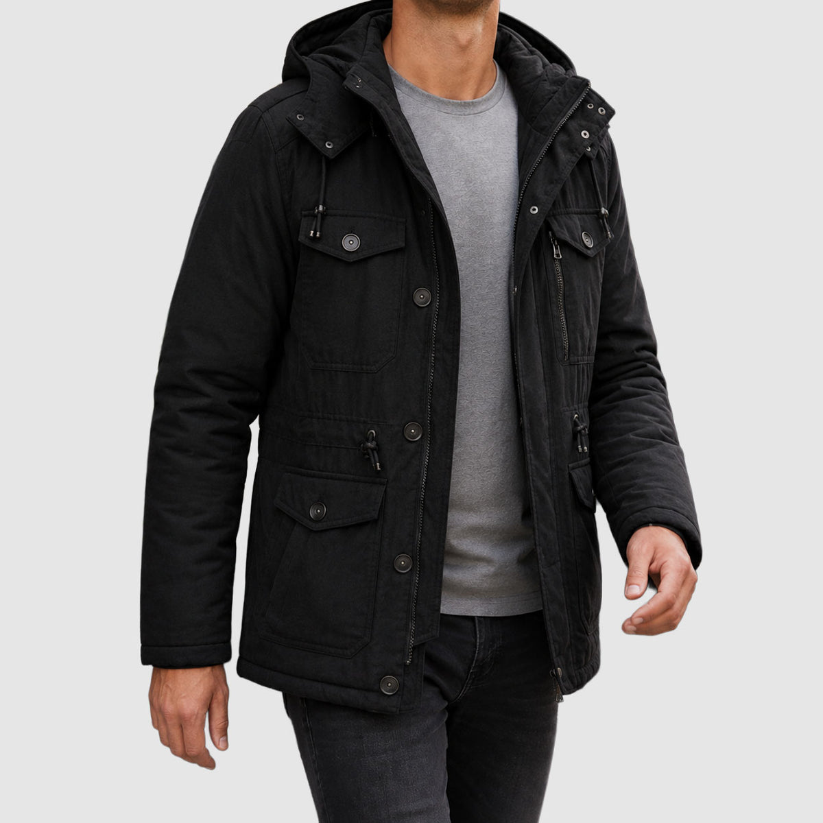 Jordan - Men's Utility Jacket with Zip-and-Snap Closure