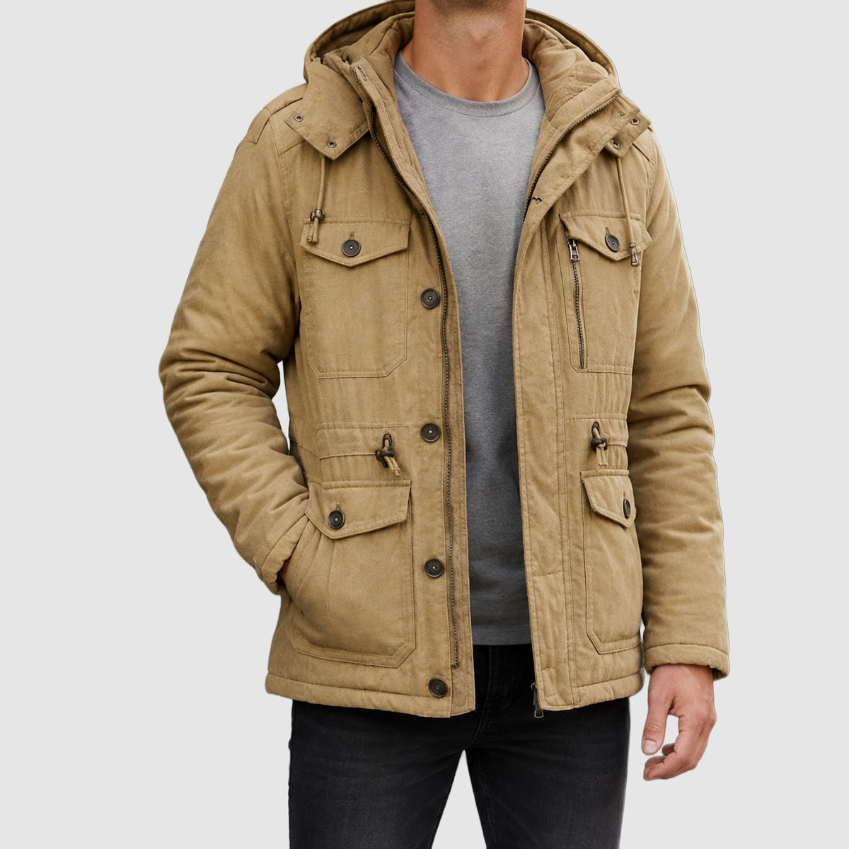 Jordan - Men's Utility Jacket with Zip-and-Snap Closure