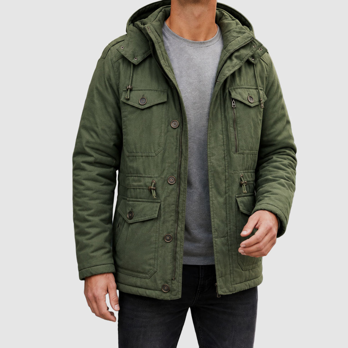 Jordan - Men's Utility Jacket with Zip-and-Snap Closure