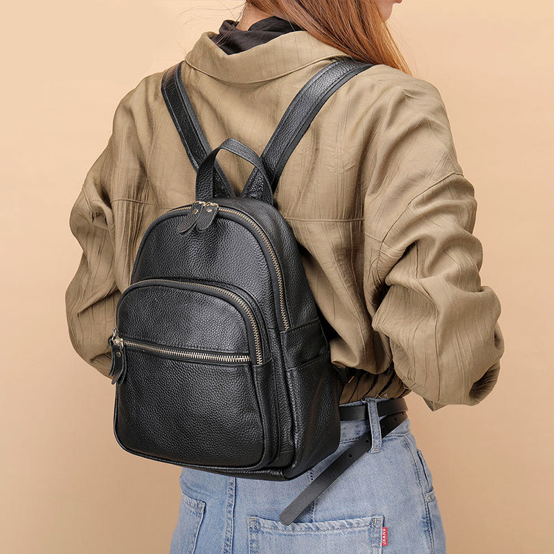 Jordan - Women's Genuine Leather Zipper Backpack