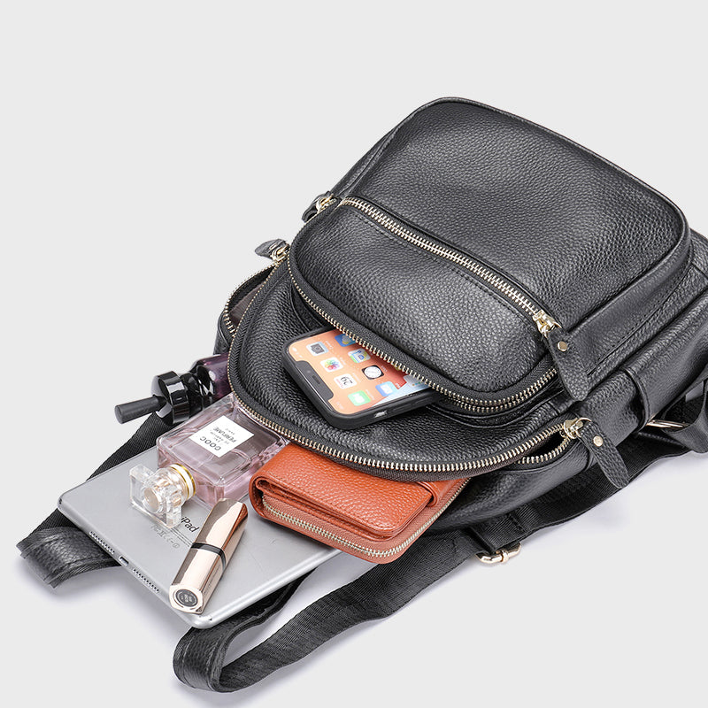 Jordan - Women's Genuine Leather Zipper Backpack