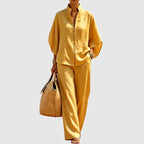 Joyce - Women’s Linen-Look Zip-Front Lounge Set