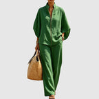 Joyce - Women’s Linen-Look Zip-Front Lounge Set