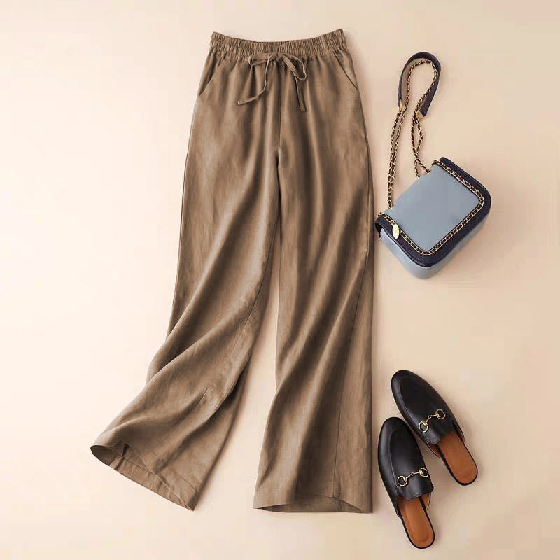 Julia - Women's Drawstring Waist Relaxed Linen Trousers