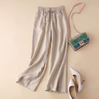 Julia - Women's Drawstring Waist Relaxed Linen Trousers