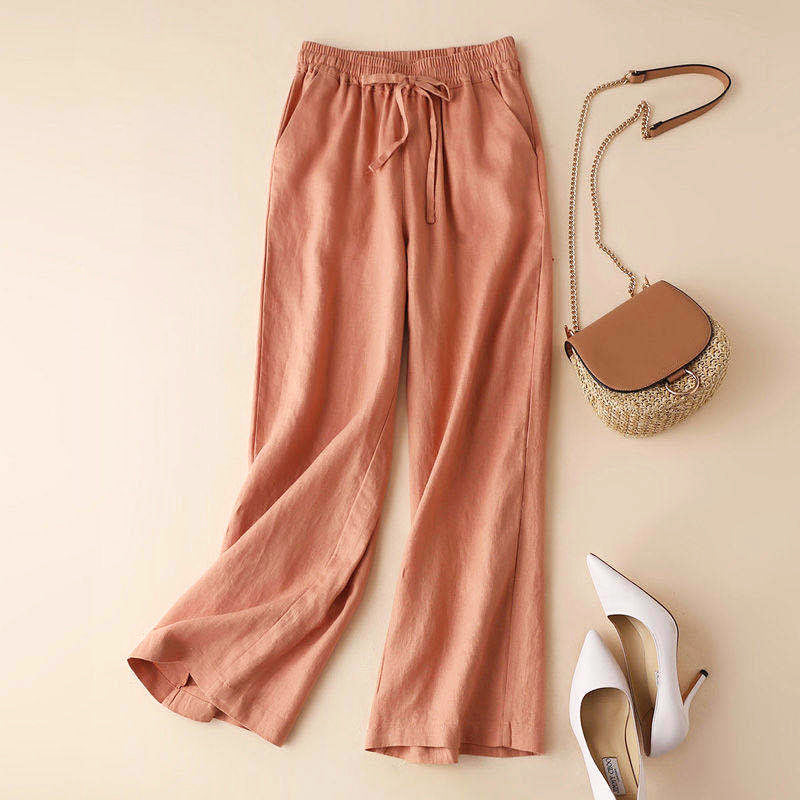 Julia - Women's Drawstring Waist Relaxed Linen Trousers