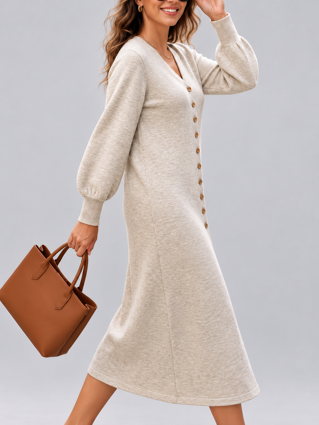 Julia - Women's Length Knit Cardigan Dress 10