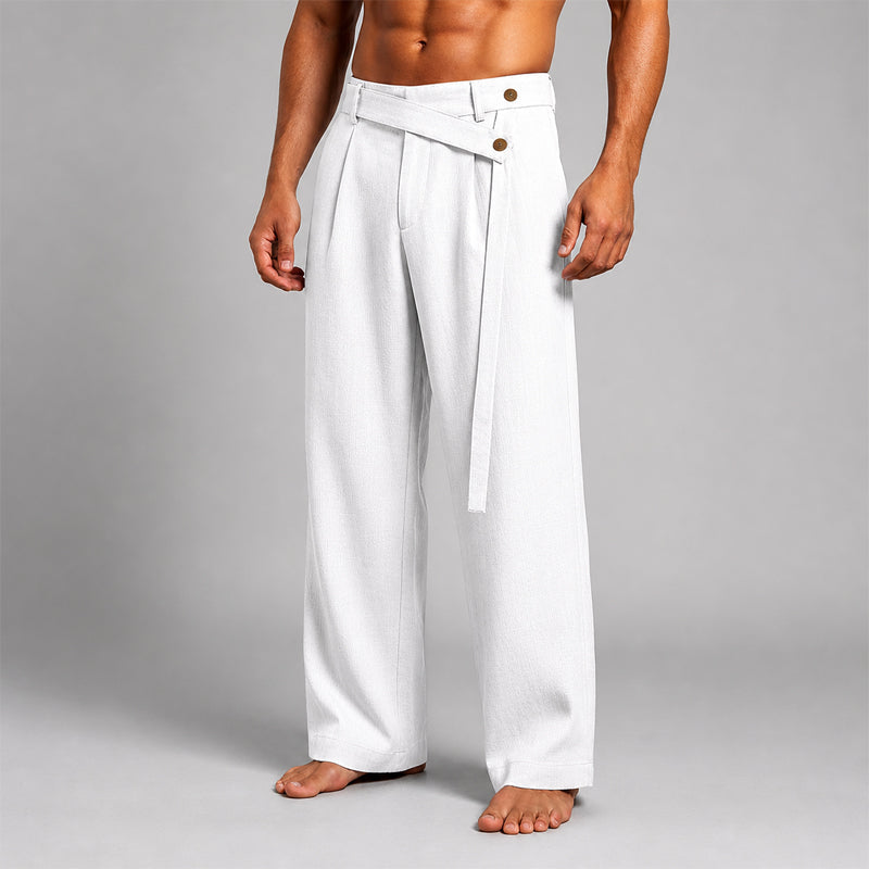 Julian - Men's Asymmetric Wrap Waist Wide-Leg Pants