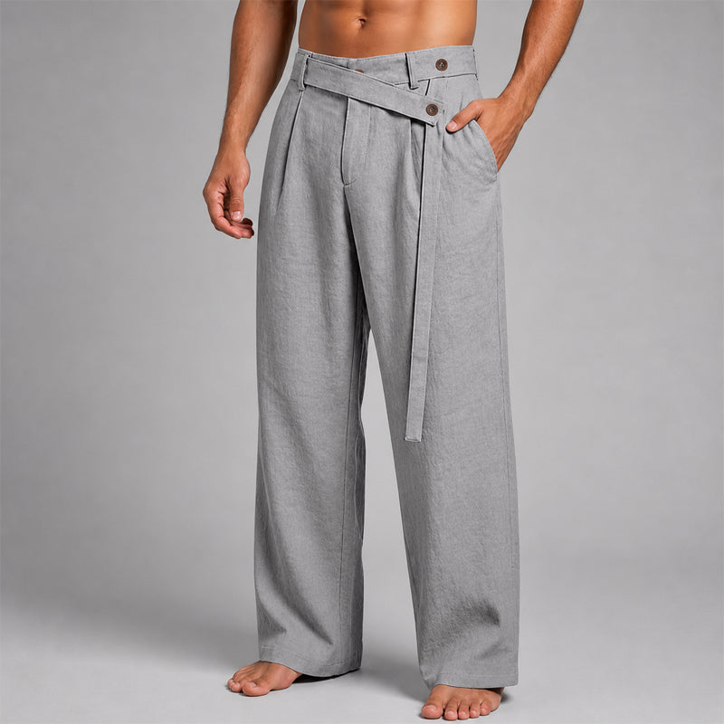 Julian - Men's Asymmetric Wrap Waist Wide-Leg Pants