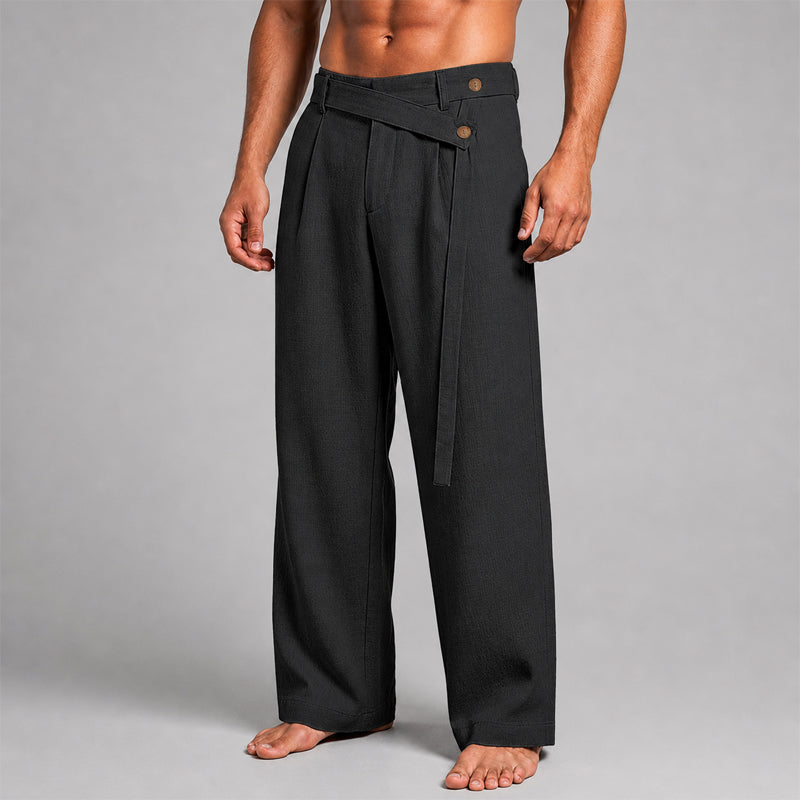 Julian - Men's Asymmetric Wrap Waist Wide-Leg Pants