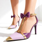 Julianna - Women's Bow Detail T-Strap Pointed Heels