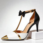Julianna - Women's Bow Detail T-Strap Pointed Heels
