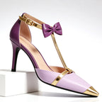 Julianna - Women's Bow Detail T-Strap Pointed Heels
