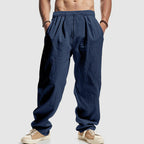 Justin - Men's Relaxed Fit Drawstring Linen Blend Pants