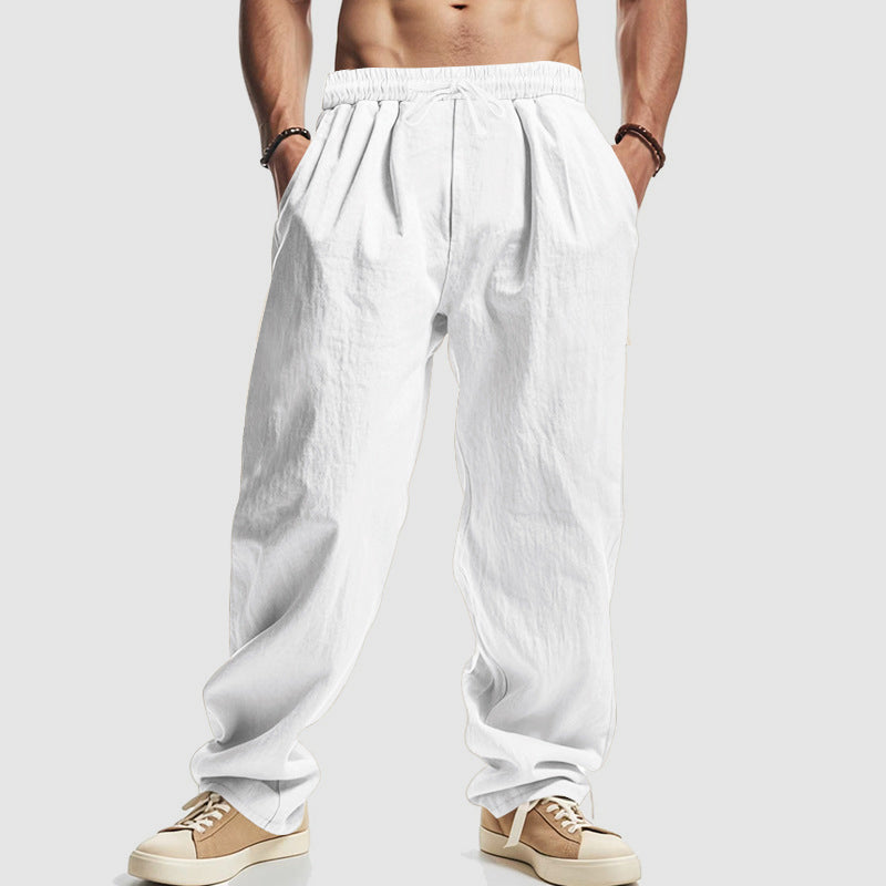 Justin - Men's Relaxed Fit Drawstring Linen Blend Pants