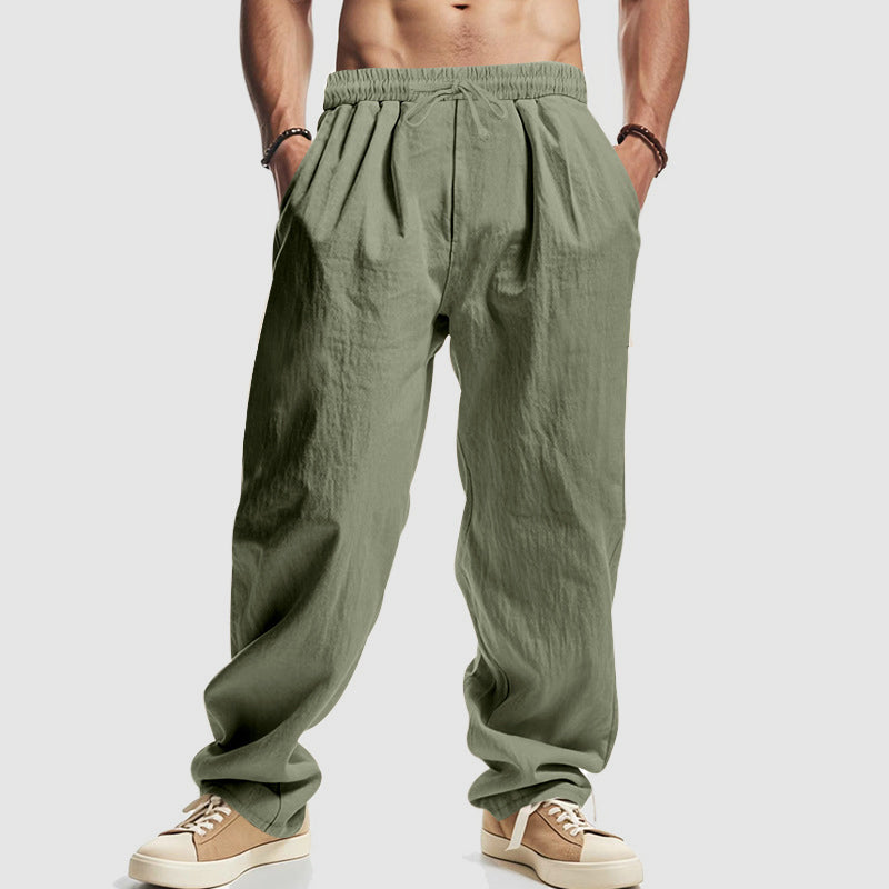 Justin - Men's Relaxed Fit Drawstring Linen Blend Pants