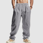 Justin - Men's Relaxed Fit Drawstring Linen Blend Pants