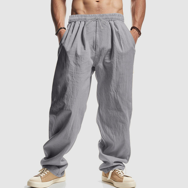 Justin - Men's Relaxed Fit Drawstring Linen Blend Pants