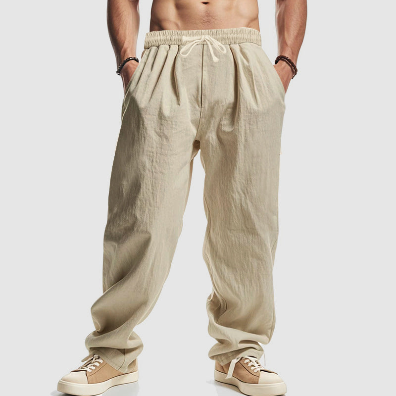 Justin - Men's Relaxed Fit Drawstring Linen Blend Pants