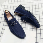 Justin - Men's Suede Metal Accent Dress Loafers