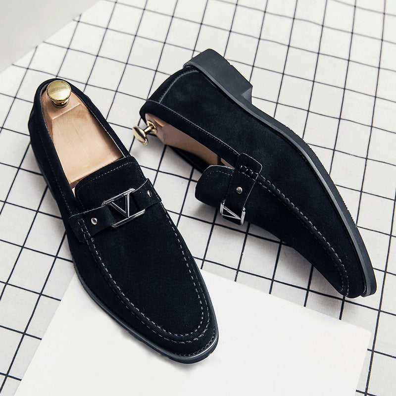 Justin - Men's Suede Metal Accent Dress Loafers