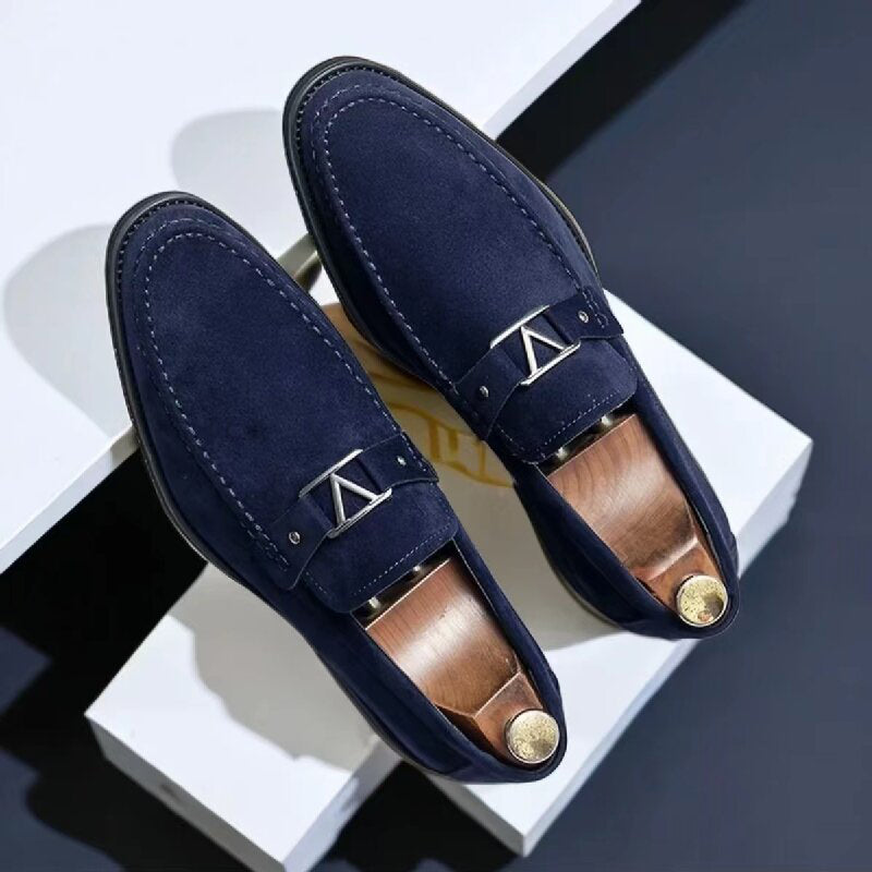 Justin - Men's Suede Metal Accent Dress Loafers