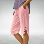 Kayla - Women's Button Side Knee Length Shorts