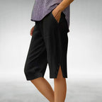 Kayla - Women's Button Side Knee Length Shorts