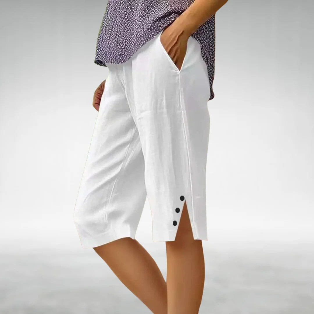 Kayla - Women's Button Side Knee Length Shorts