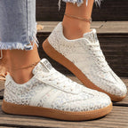 Kaylee - Women's Metallic Leopard Print Lace-Up Sneakers