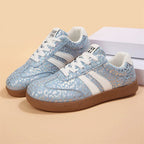 Kaylee - Women's Metallic Leopard Print Lace-Up Sneakers